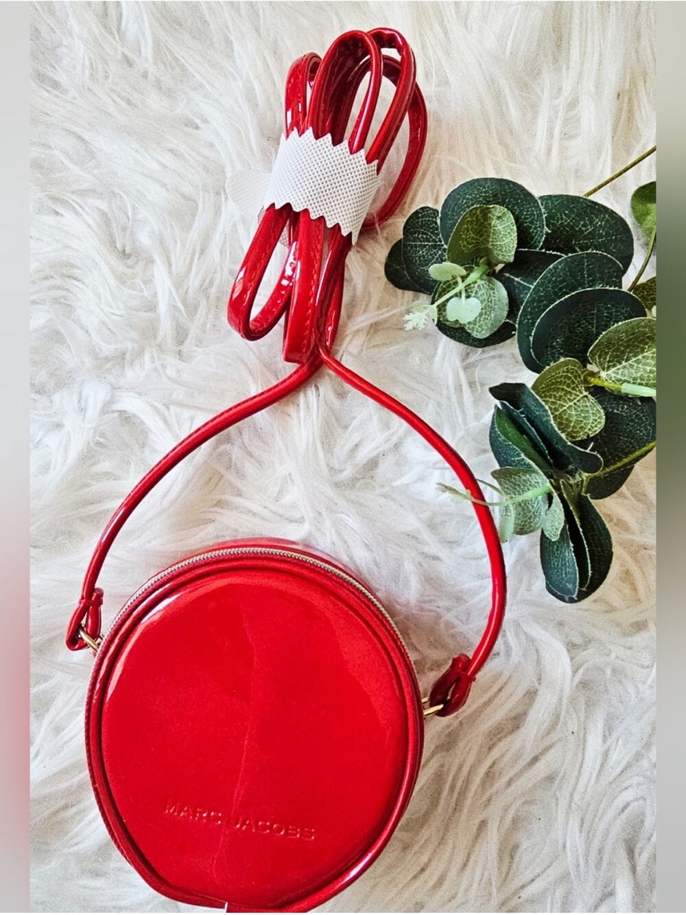 NWOT Marc Jacobs Mini Red Patent Leather Round Crossbody Bag - Picture 6 of 6